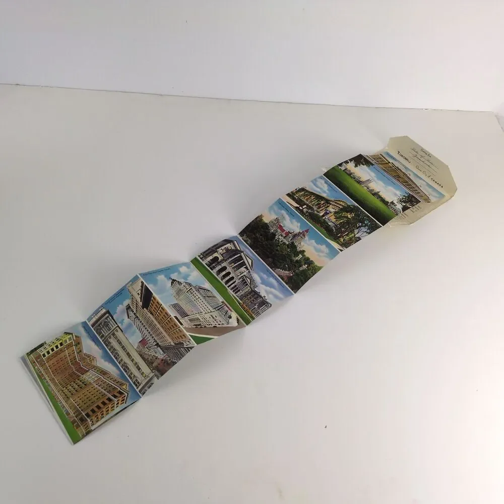 Toronto Ontario Canada 1940s Fold-Out‎ Postcards Buildings Night Community City